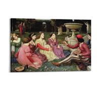 Póster de John William Waterhouse A Tale from The Decameron de obras de arte, póster impreso para pared, lienzo decorativo para el hogar, 20 x 30 cm