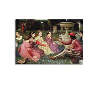 Póster de John William Waterhouse A Tale from The Decameron de obras de arte, póster impreso para pared, pintura en lienzo, decoración del hogar, pósteres decorativos de 12 x 18 pulgadas (30 x 45 cm)