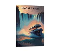 Póster de la ciudad de estilo vintage de las Cataratas del Niágara, atractivo, clásico, impresiones en lienzo para decoración de habitación, 50 x 75 cm, estilo marco 3