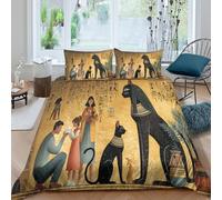 Póster de la Diosa Bastet y Escena de Sala de Estar Moderna Juego De Cama, Funda De Edredón De Microfibra con Impresión 3D,con Funda De Almohada para Niños Y Adultos Super King（260x220cm）