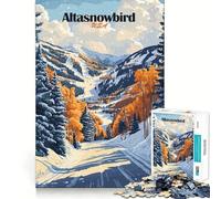 Póster de la estación de esquí Altasnowbird Rompecabezas de 1000 Piezas para Adultos Mejora la Capacidad Mental Juego Corte láser para un Ajuste Diversión Nocturna en Familia (38x26cm)