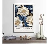 Póster de la exposición del Museo William Morris, lienzo de flores, impresión artística para sala de estar, decoración moderna para el hogar (50 x 70 cm/sin marco)