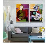 Póster de la famosa obra de Pablo Picasso, impresiones en lienzo, pintura abstracta vintage, arte mural para galería, sala de estar, decoración del hogar (60x80cm-2 piezas)