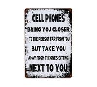 Póster de la película Cell Phones Bring You Closer To The Person Far From You But Take You Away From The Ones Sitting Next To You, cartel de metal vintage, decoración de pared retro para bares
