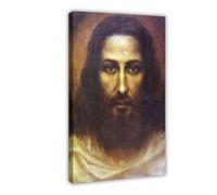 Póster de la Sábana Santa de Turín con la cara real de Jesucristo para dormitorio, lienzo decorativo para pared, oficina, habitación, decoración estética, marco de regalo, 60 x 90 cm