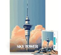 Póster de la Sky Tower de Nueva Zelanda para Adultos, Rompecabezas de 1000 Piezas, Juguete para ejercitar la Mente, Juguete de Ocio Suave, diseño para armar, Regalo de Temporada 50x75cm