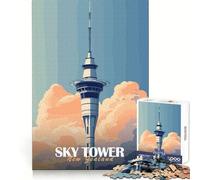 Póster de la Sky Tower de Nueva Zelanda para Adultos, Rompecabezas de 1000 Piezas, Juguete para ejercitar la Mente, Juguete de Ocio Suave, diseño para armar, Regalo de Temporada 50x75cm