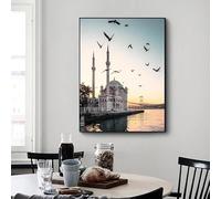 Póster de la Torre de la Doncella de Estambul, Turquía, con paisaje en lienzo, arte mural para sala de estar, decoración del hogar (70 x 100 cm, sin marco)