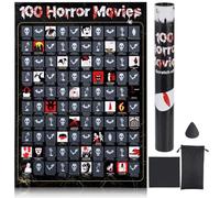 Póster de las 100 mejores películas de terror para rascar, lista de deseos de horrores de todos los tiempos, desafío de películas imprescindibles, gran regalo de películas de miedo para los amantes