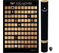 Póster de las 100 Mejores Películas Para Rascar - Lista de Filme Más Grandiosas Para Ver - Póster Rascable de Lista de Cine - Calendario de Desafío de Películas - Top 100 Movies Scratch off Poster