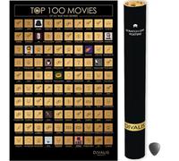 Póster de las 100 Mejores Películas Para Rascar - Lista de Películas Más Grandiosas Para Ver - Póster Rascable de Lista de Cine - Calendario de Desafío de Películas - Top 100 Movies Scratch off Poster