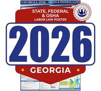 Póster de las leyes laborales estatales y federales de Georgia 2019, cumple con la OSHA en el lugar de trabajo, 61 cm x 91,4 cm, publicación obligatoria todo en uno, revestimiento UV