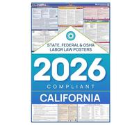Póster de ley laboral de CA, edición 2021, póster laminado compatible con el estado, federal y OSHA (California, inglés)