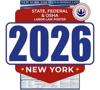 Póster de leyes laborales federales y estatales de Nueva York 2024, cumple con la OSHA en el lugar de trabajo, incluye actualizaciones FLSA FMLA y EEOC, publicación de cumplimiento todo en uno, 40,6 x