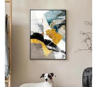 Póster de lienzo abstracto grande, impresión, ideal para sala de estar, comedor, dormitorio, hotel y pasillo (80 x 120 cm, marco negro).