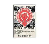 Póster de lienzo, arte de pared, vintage, feminismo, póster, vintage, día de la mujer, marzo, 8 de marzo de 1975, lienzo feminista, sala de estar moderna, dormitorio, oficina, arte moderno deco, 50 x