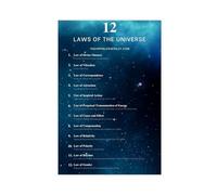 Póster de lienzo con 12 leyes del universo con citas inspiradoras para decoración de pared, pinturas para sala de estar, dormitorio, sin marco: 30 x 45 cm