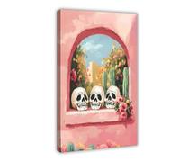 Póster de lienzo con calavera mexicana, decoración de dormitorio, paisaje, oficina, habitación, regalo, 40 x 60 cm