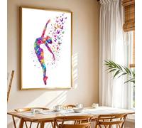 Póster de lienzo con caligrafía de gimnasia, ballet y culturismo para niñas, ideal para decorar dormitorios, salas de estar, bares, pasillos y cualquier pared (30x45cm).