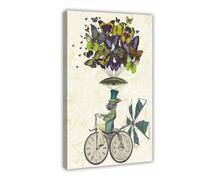 Póster de lienzo con diseño de conejo Time Flies para decoración de dormitorio, oficina, habitación, regalo, 40 x 60 cm