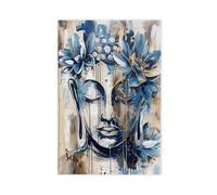 Póster de lienzo con diseño de flor de loto de Buda, decoración de dormitorio, paisaje, oficina, habitación, regalo, 12 x 18 pulgadas (30 x 45 cm)