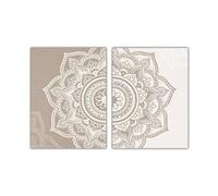 Póster de lienzo con diseño de flor de mandala simple, cuadro de arte de pared minimalista, obra de arte moderna, decoración del hogar, pinturas de 50 x 75 cm x 2, sin marco
