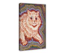Póster de lienzo con diseño de gato de líneas coloridas, para decoración de sala de estar, dormitorio, 12 x 18 pulgadas (30 x 45 cm)