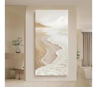 Póster de lienzo con diseño de olas y escena de playa tranquila para decoración de paredes en salas de estar modernas (55 x 110 cm)