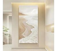 Póster de lienzo con efecto visual de olas, estilo crema, escena de playa tranquila, impresiones artísticas para pared, decoración de sala de estar, playa, hogar (30 x 60 cm)