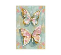 Póster de lienzo con estampado de mariposas bohemias en colores pastel, decoración de dormitorio, oficina, habitación, regalo, 20 x 30 cm