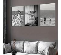 Póster de lienzo con estética universitaria, arte de pared retro en blanco y negro, decoración de pared con feminismo, fiesta de vino, para decoración del hogar (70 x 90 x 3 cm/envoltura de lienzo)