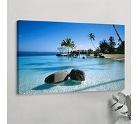 Póster de lienzo con estética vintage, cuadro de pared de Tahití, Polinesia Francesa, para dormitorio, sala de estar o pasillo (60x90cm/marco interior).