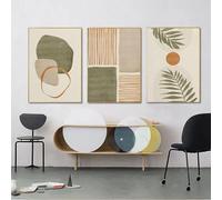 Póster de lienzo con hojas tropicales de plantas verdes formas abstractas impresión artística de mediados de siglo cuadro de pared para decoración de sala de estar 60 x 80 cm sin marco