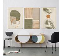 Póster de lienzo con hojas tropicales de plantas verdes, formas abstractas, lámina artística de mediados de siglo, cuadro para la decoración de la sala de estar (30x42cm/sin marco)