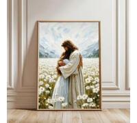 Póster de lienzo con Jesús abraza a una niña, impresiones artísticas cristianas, imágenes artísticas de pared estéticas sencillas, decoración del hogar para sala de estar (60 x 90 cm/sin marco)