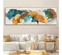 Póster de lienzo con paisaje de Ginkgo Biloba dorado, decoración de moda para el hogar, sala de estar, decoración de pared, impresión, obra de arte (60 x 180 cm/sin marco)