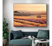 Póster de lienzo con paisaje de lavanda provenzal moderno, atardecer, campo de flores, imágenes para pared, decoración del hogar (70 x 100 cm/sin marco)