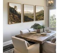 Póster de lienzo con paisaje de montaña natural a dos aguas, decoración del hogar, pintura moderna para sala de estar (60 x 90 cm x 3, sin marco)