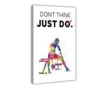 Póster de lienzo con texto en inglés "Dont Think Just Do Gym" para decoración de dormitorio, oficina, habitación, marco de regalo: 60 x 90 cm