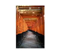 Póster de lienzo con texto en inglés "The Crimson Sun Rises over Fushimi Shrine in Japone" (60 x 90 cm)