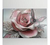 Póster de lienzo de arte moderno, pintura con estampado floral estético para sala de estar, cocina, decoración de pared, hermosa imagen artística de 50 x 75 cm sin marco.