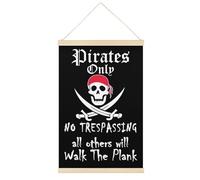 Póster de lienzo de estilo retro con marco de madera, diseño de piratas con texto en inglés "Only All Others Will Walk The Plank", 40,6 x 61 cm