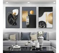 Póster de lienzo de geometría abstracta de 3 piezas, hermoso arte de mármol, diseño simple, imágenes decorativas para sala de estar y dormitorio (50 x 70 cm x 3, sin marco).