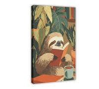 Póster de lienzo de libro de lectura, decoración de dormitorio, paisaje, oficina, habitación, regalo, 20 x 30 cm