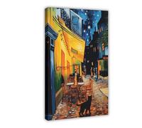 Póster de lienzo de The Night Café, decoración de dormitorio, paisaje, oficina, habitación, regalo, 30 x 45 cm