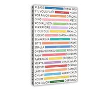 Póster de lienzo en diferentes idiomas, con texto en inglés "Please And Thank You", decoración de dormitorio, paisaje, oficina, habitación, regalo, 20 x 30 cm