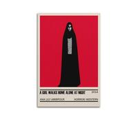Póster de lienzo estético con texto en inglés "A Girl Walks Home Alone at Night", arte decorativo para pared, lienzo vintage para sala de estar, dormitorio, 50 x 75 cm, estilo sin marco