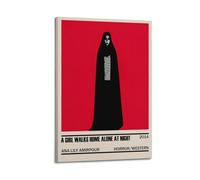 Póster de lienzo estético con texto en inglés "A Girl Walks Home Alone at Night", arte decorativo para pared, lienzo vintage para sala de estar, dormitorio, 50 x 75 cm, estilo marco