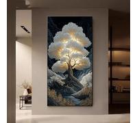 Póster de lienzo estilo nórdico con árbol en el bosque para sala de estar, dormitorio, oficina en casa y decoración de interiores moderna (80 x 160 cm).