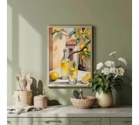Póster de lienzo italiano con diseño de limón, arte de pared mediterráneo, decoración para sala de estar (70 x 100 cm/sin marco)